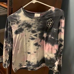 Black/Light Pink “Lowkey” Tie Dye Long Sleeve Tee